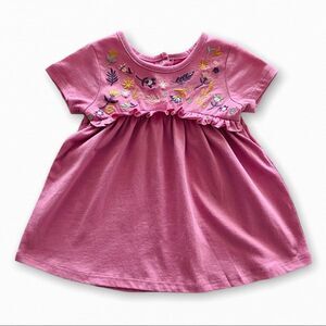 Peek Baby Girls Floral Embroidered Short Sleeve Ruffle Top Size 3-6 Months NWT